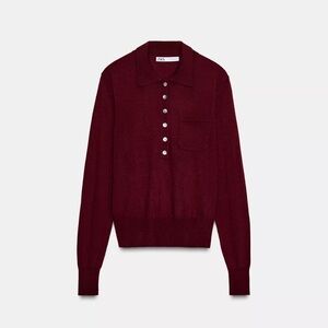 BASIC WOOL BLEND POLO MAROON